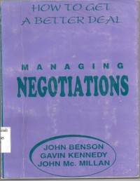 How To Get A Better Deal : Managing Negotiation